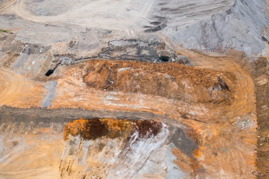 Quarry for mining natural resources on a hillside operated by Hydrolyz